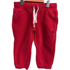 Polo Ralph Lauren Red Jogger Sweatpants with Navy Logo and White Drawstring (2T)